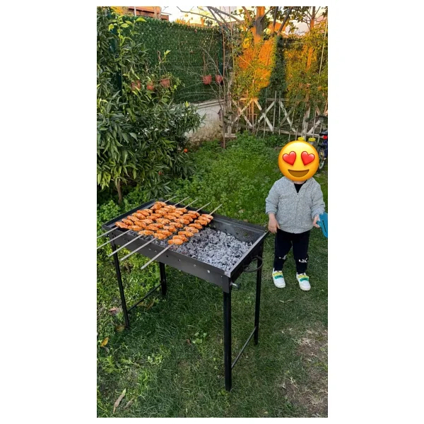İklim Ayaklı Demir Mangal 40X70 Yerden Yüksekliği 75 cm Seyyar Portatif Oluklu Izgara - Görsel 6