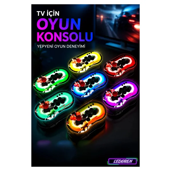 L'eDoren MT9 HD Nostalji Retro Atari Konsolu 10000 Oyunlu Çift Kişilik Kablosuz Joystick PS1 Arcade - Görsel 5