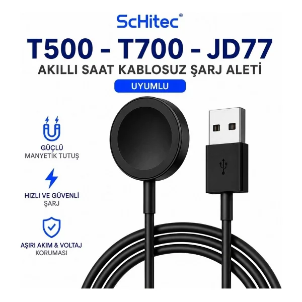 ScHitec T500 - T700 - JD77 Akıllı Saat Şarj Cihazı - Görsel 3