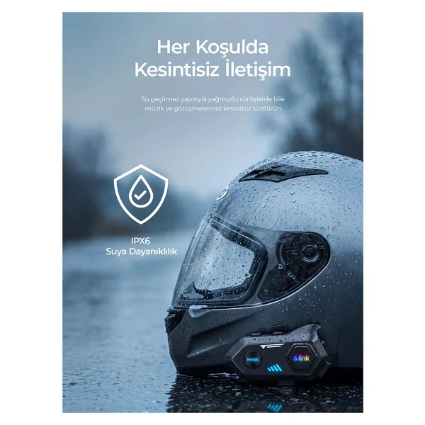S-Link Spark Bluetooth 5.4V Kask Kulaklık Su Geçirmez Intercom - Görsel 6