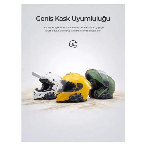 S-Link Spark Bluetooth 5.4V Kask Kulaklık Su Geçirmez Intercom - Görsel 7