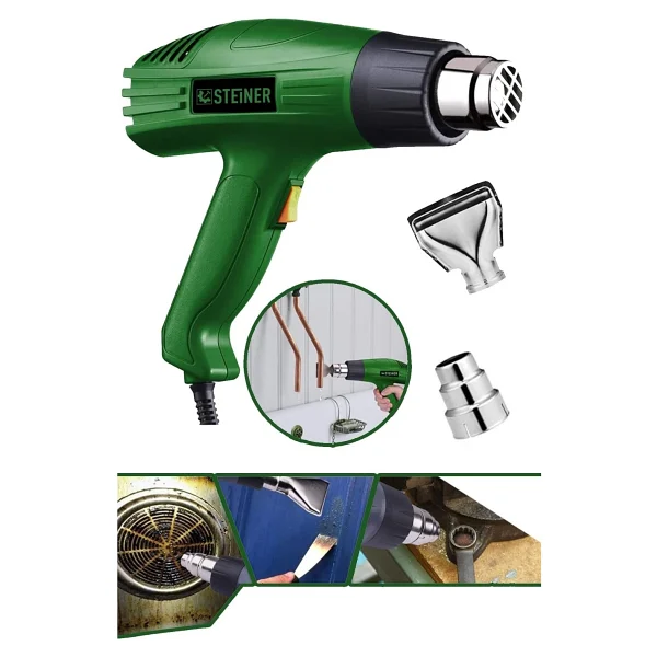 Steiner Alman 3000 Watt 2 Kademeli Çelik Rezistans Profesyonel Sıcak Hava Isı Tabancası - ST0518R215 - Görsel 3