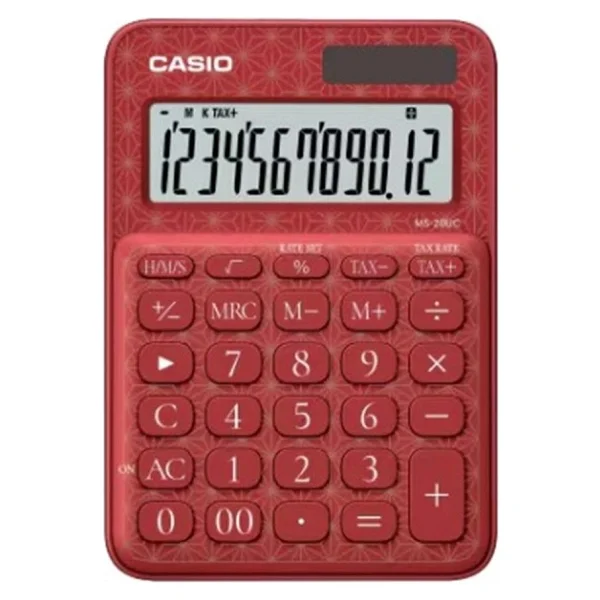 Casio MS-20UC-JRD Kırmızı Desenli 12 Haneli Hesap Makinesi - Görsel 2