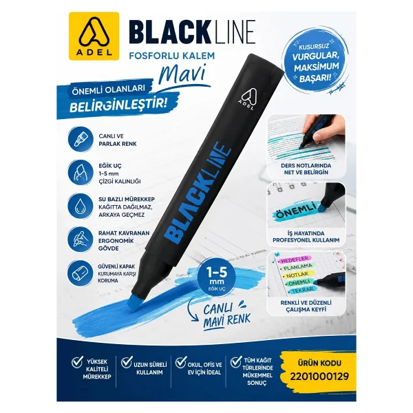 Adel Blackline Fosforlu Kalem - Görsel 3