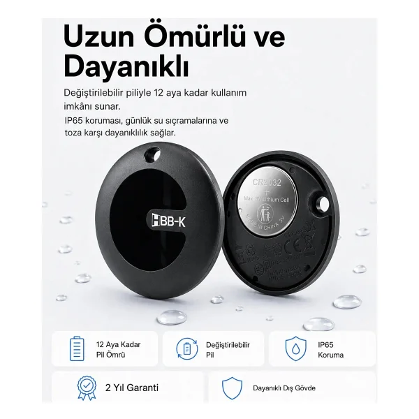 HBB-K Android Uyumlu Tag Google Sertifikalı Takip Cihazı - Android Uyumludur - Siyah - Görsel 6