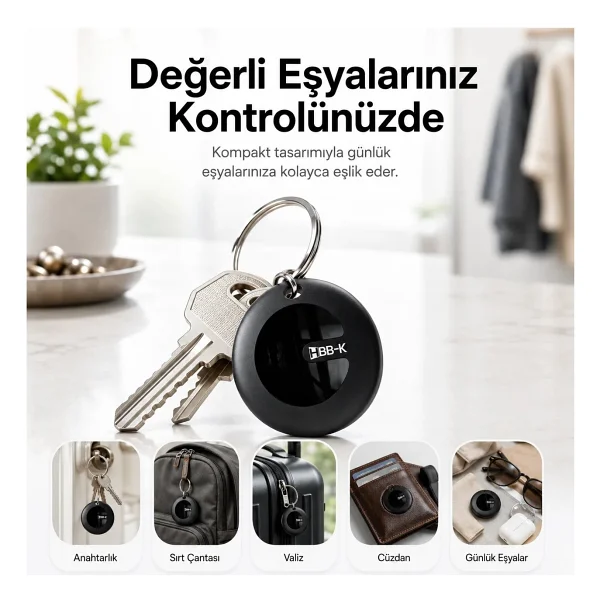 HBB-K Android Uyumlu Tag Google Sertifikalı Takip Cihazı - Android Uyumludur - Siyah - Görsel 7