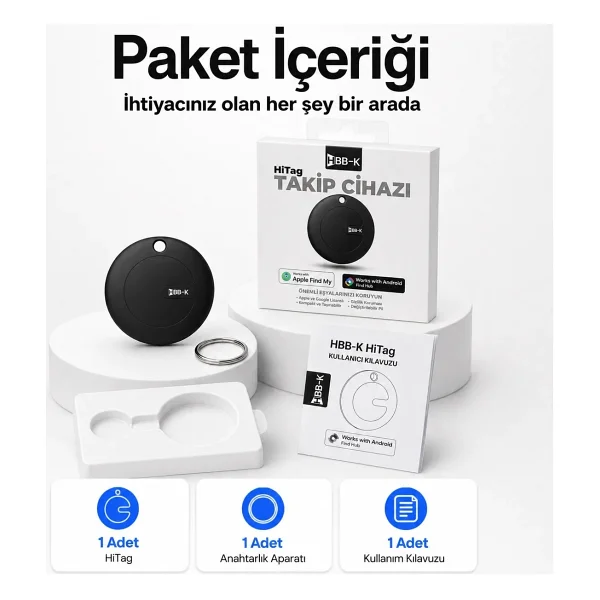 HBB-K Android Uyumlu Tag Google Sertifikalı Takip Cihazı - Android Uyumludur - Siyah - Görsel 8
