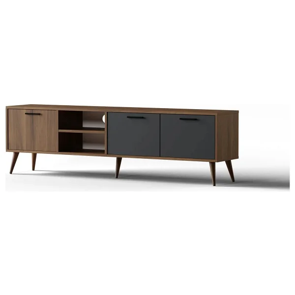 1581 Exxen 180 CM (Ahşap Ayaklı) TV Ünitesi Hat-Antrasit - Görsel 6