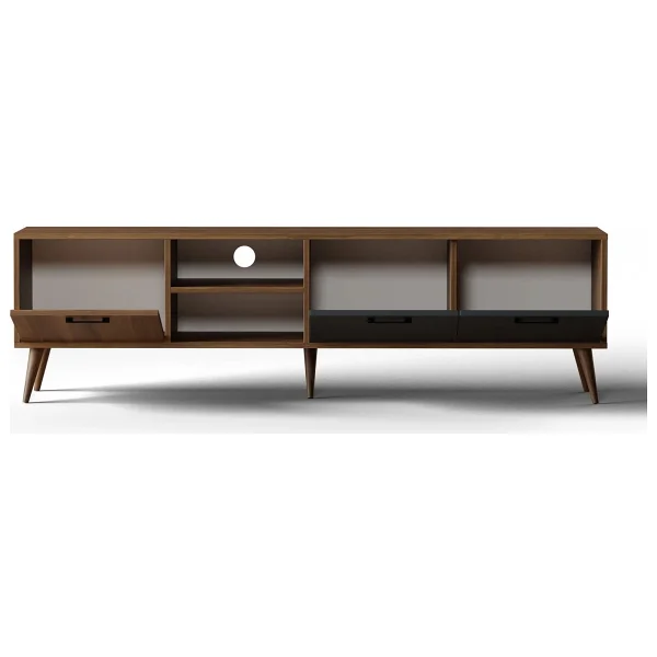 1581 Exxen 180 CM (Ahşap Ayaklı) TV Ünitesi Hat-Antrasit - Görsel 7