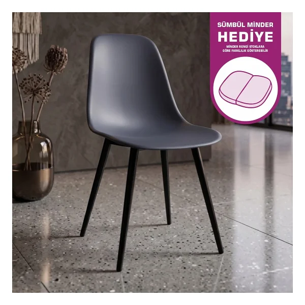 Vilinze Eames Siyah Ahşap Ayak Plastik Beyaz Sandalye - Görsel 7