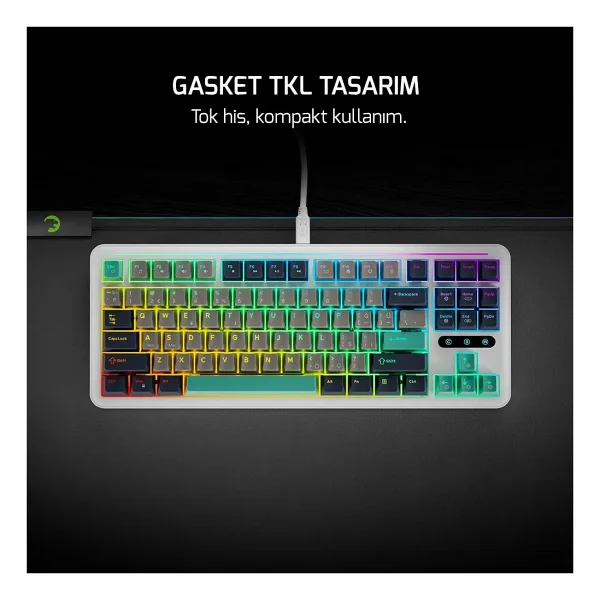 Gamepower Zoom Beyaz RGB TKL Custom Switch Kablolu Mekanik Oyuncu Klavyesi - Görsel 2