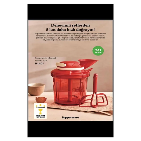 Tupperware SÜPERSONİC EL RONDOSU 1,35 L - Görsel 4
