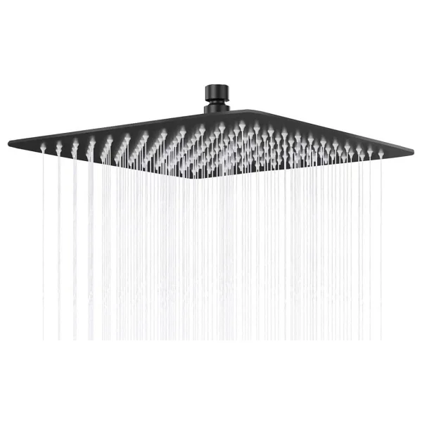 Fause Tepe Duş Başlığı Kare Slim 304 Metal 30x30 cm KTD103 (Mat Siyah) - Görsel 3