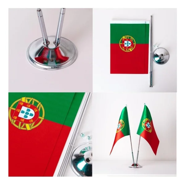 ZC Bayrak Portekiz 2li Masa Bayrağı Saten Kumaş Dijital Baskı 15x22,5 Cm - Görsel 4
