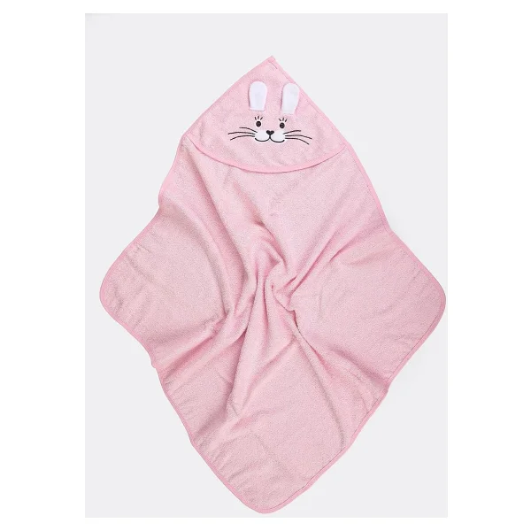 %100 Pamuk Yenidoğan Bebek Kundak Nakışlı Banyo Havlusu Pembe - 0 - 1 Ay - Renkli - Görsel 2