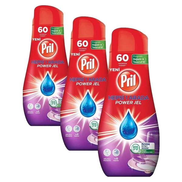 Pril Hepsi 1 Arada Jel Standart 60 Yıkama Bulaşık Deterjanı (1 x 1080g) (3 paketi) - Görsel 6
