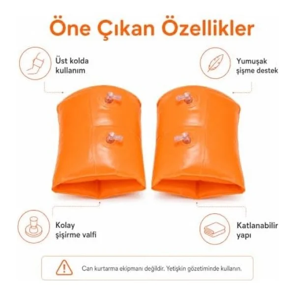 Çocuk Şişme Yüzme Kolluğu, 1-6 Yaş İçin Şişirilebilir Deniz ve Havuz Kolluğu, Çift Hava Valfli, Hafif ve Taşınabilir Yüzme Yardımcı Kolluk - Görsel 3