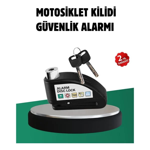 Titreşim Sensörlü Alarm Disk Kilidi Motosiklet Scooter Bisiklet - Görsel 6