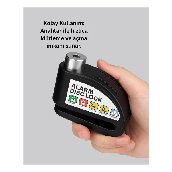 Titreşim Sensörlü Alarm Disk Kilidi Motosiklet Scooter Bisiklet - Görsel 9