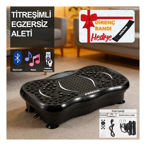 Yüksek Titreşimli Egzersiz Platformu Bluetooth Masaj Aleti Ev Fitness Cihazı Direnç Lastiği Hediye - Görsel 5