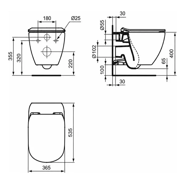 Ideal Standard Idealmood T4665 Yavaş Kapanan Kapaklı Asma Klozet - Görsel 4