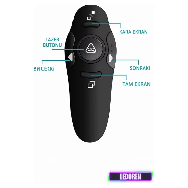 L'edoren Kablosuz Lazer Sunum Kalemi , Sunum Kumandası , Laser Powerpoint 15 Metre Çekim - Görsel 5