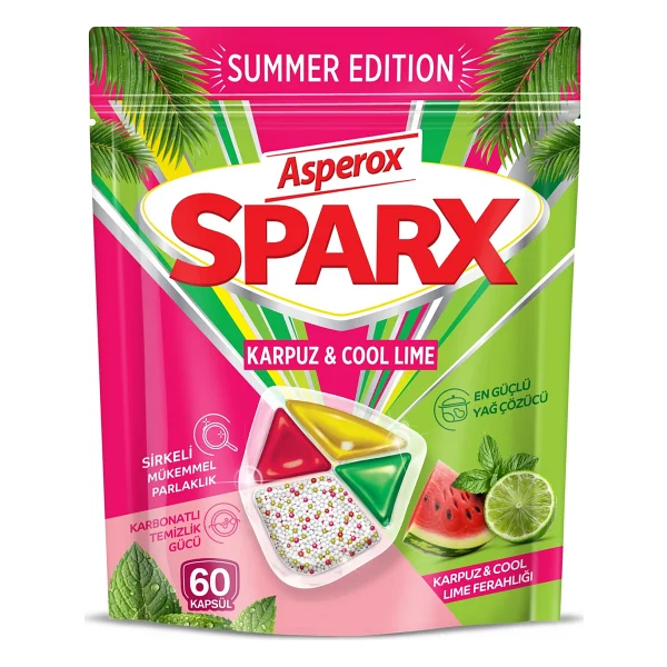 Asperox Sparx Summer Edition Karpuz ve Cool Lime Bulaşık Makinesi Tableti 60'lı - Görsel 3