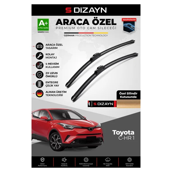 S-Dizayn Toyota C-Hr Ön Cam Silecek Seti 2016-2023 Premium Araca Özel 65-40 Cm A+ Kalite - Görsel 9