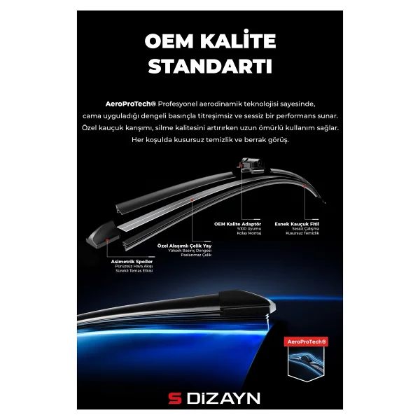 S-Dizayn Toyota C-Hr Ön Cam Silecek Seti 2016-2023 Premium Araca Özel 65-40 Cm A+ Kalite - Görsel 2