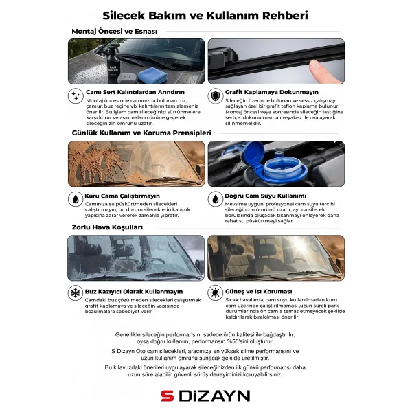 S-Dizayn Toyota C-Hr Ön Cam Silecek Seti 2016-2023 Premium Araca Özel 65-40 Cm A+ Kalite - Görsel 6