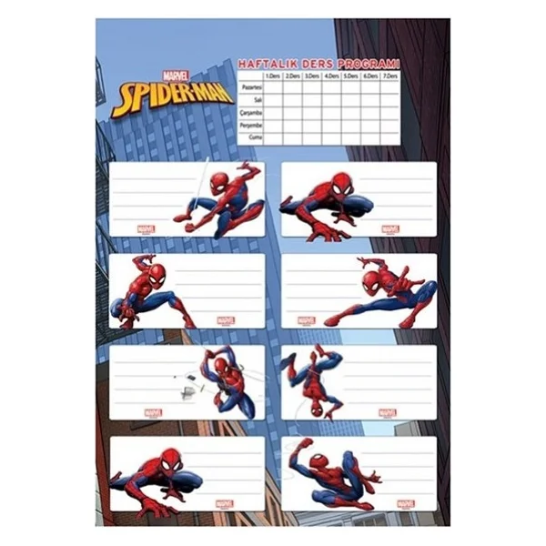 Keskin Color Spiderman Ders Programlı Okul Etiketi 220130-06 - Görsel 2