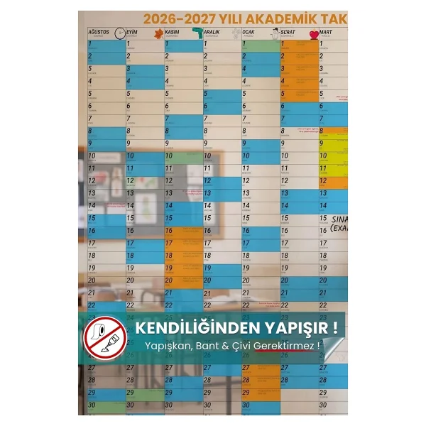 Pi Papers 2025-2026 Akademik Takvim Planlayıcı, Ders Çalışma Planlayıcı, Duvara Yapışan Statik Akıllı Kağıt - Görsel 9