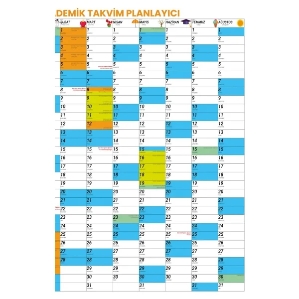 Pi Papers 2025-2026 Akademik Takvim Planlayıcı, Ders Çalışma Planlayıcı, Duvara Yapışan Statik Akıllı Kağıt - Görsel 3