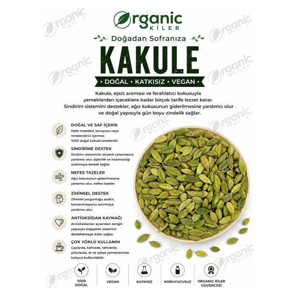 Organic Kiler Tane Kakule 20GR. - Doğal & Taze Mahsül - 20 gr - Görsel 2