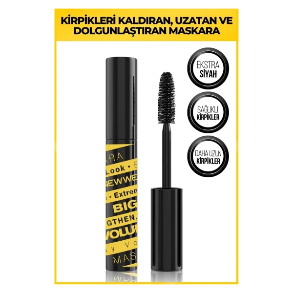 New Well Big Lash Volume Kaldıran, Uzatan ve Dolgunlaştıran Siyah Maskara - Görsel 6