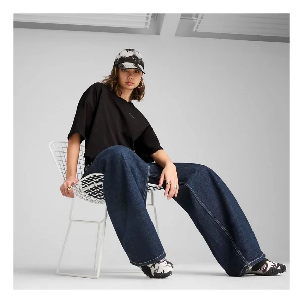 Puma Wardrobe Essential 629743-01 Siyah Kısa Kollu Bisiklet Yaka Kadın Oversize Tişört - Görsel 8