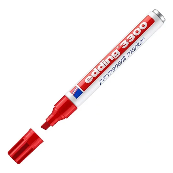 Edding 3300 Kesik Uçlu Kırmızı Permanent Marker Kalem - Görsel 2