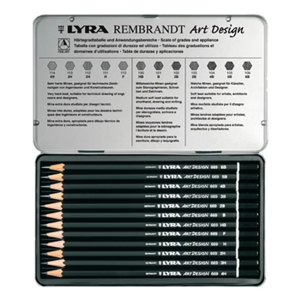 Lyra Rembrant Art Desing 12'li Metal Kutu Dereceli Çizim Kalemi - Görsel 2
