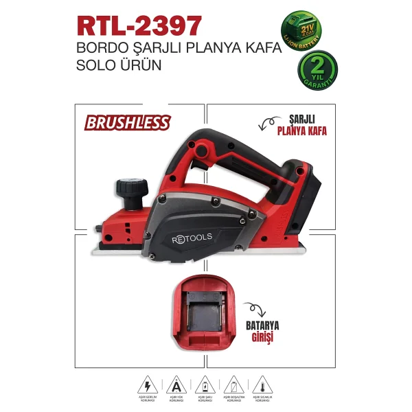 Retools Bordo Şarjlı Planya Kafa - Görsel 4