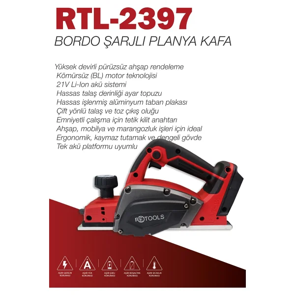 Retools Bordo Şarjlı Planya Kafa - Görsel 2
