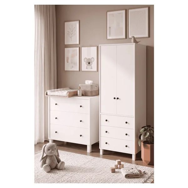 Robin Home Lena Bebek Çocuk Odası Takımı 3 Çekmece Şifonyer Gardrop Gardırop Beyaz - Görsel 8