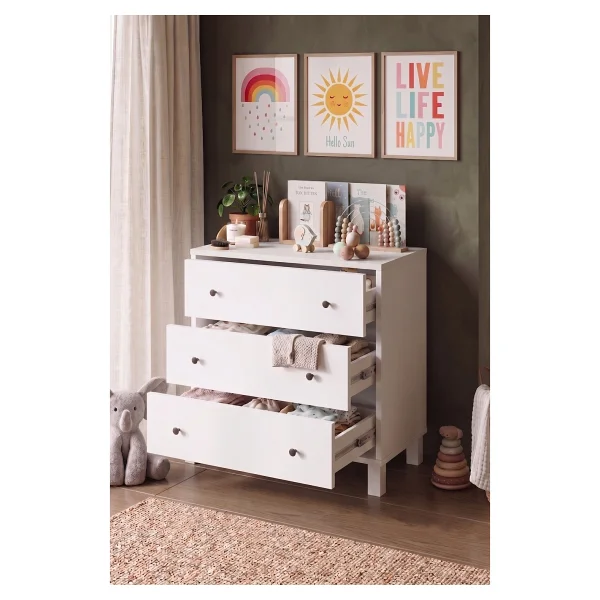 Robin Home Lena Bebek Çocuk Odası Takımı 3 Çekmece Şifonyer Gardrop Gardırop Beyaz - Görsel 3