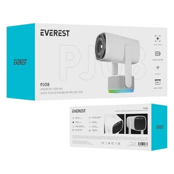 Everest PJ08 5200 Lümen Beyaz Full HD Wi-Fi Android Projeksiyon Cihazı - Görsel 8