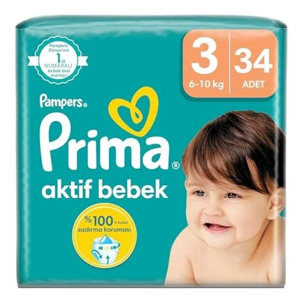 Prima Aktif 3 Numara Midi 34'lü Bebek Bezi - Görsel 2