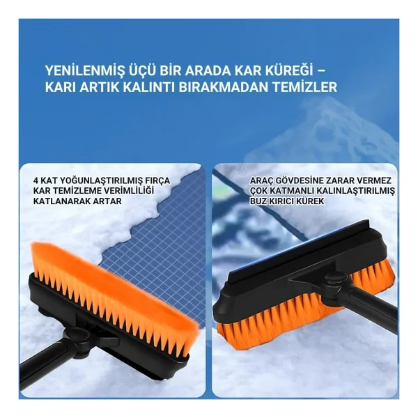 Coofbe Teleskopic Profesyonel 2in1 Araç Kar Fırçası Oto Ön Cam Buz Kazıyıcı Araç Kar Fırç - Çok Renkli - Görsel 4
