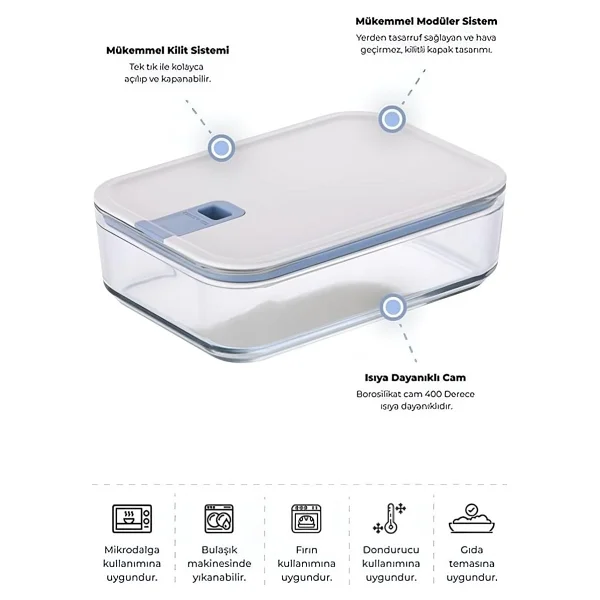 Neoflam Perfect Seal 2300 ml Cam Saklama Kabı - Görsel 3