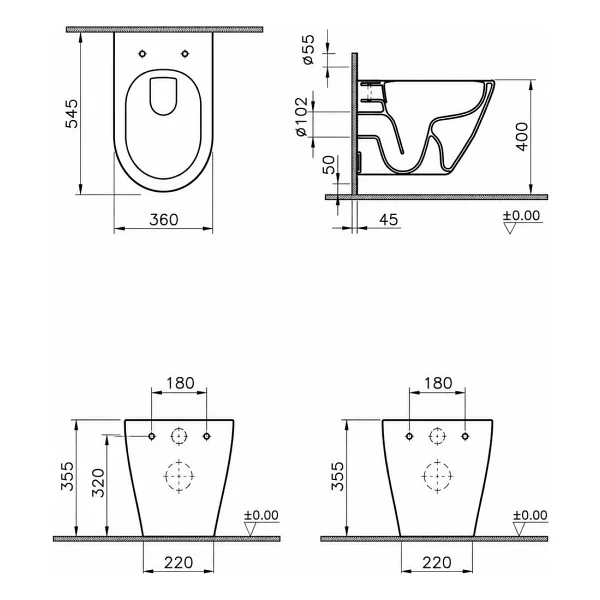 VitrA 7740L003-0850 S50 Rimex Asma Klozet - Görsel 3