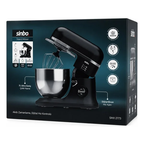 Sinbo SMX-2773 1500 W Siyah 7.5 lt Stand Mikser - Görsel 3