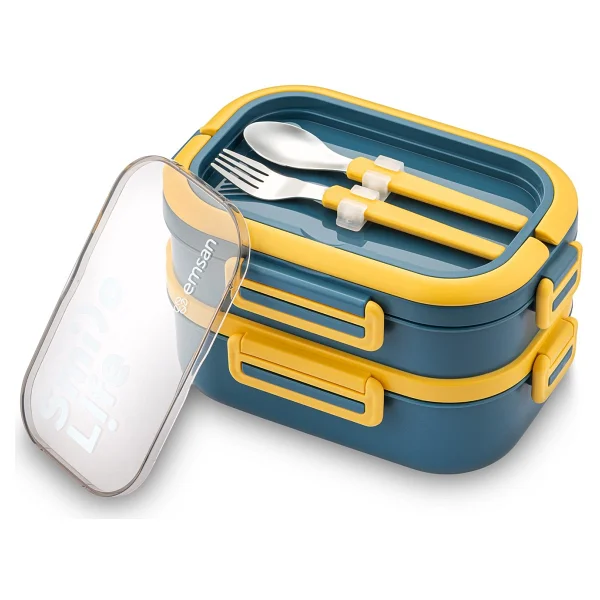 Emsan Smile Life Mavi 2 Katlı Çelik Lunch Box - Görsel 5