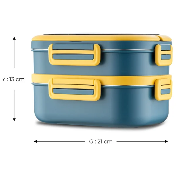 Emsan Smile Life Mavi 2 Katlı Çelik Lunch Box - Görsel 7